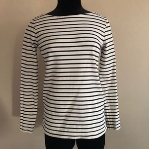 J. Crew preppy nautical Parisian cream stripe knit top